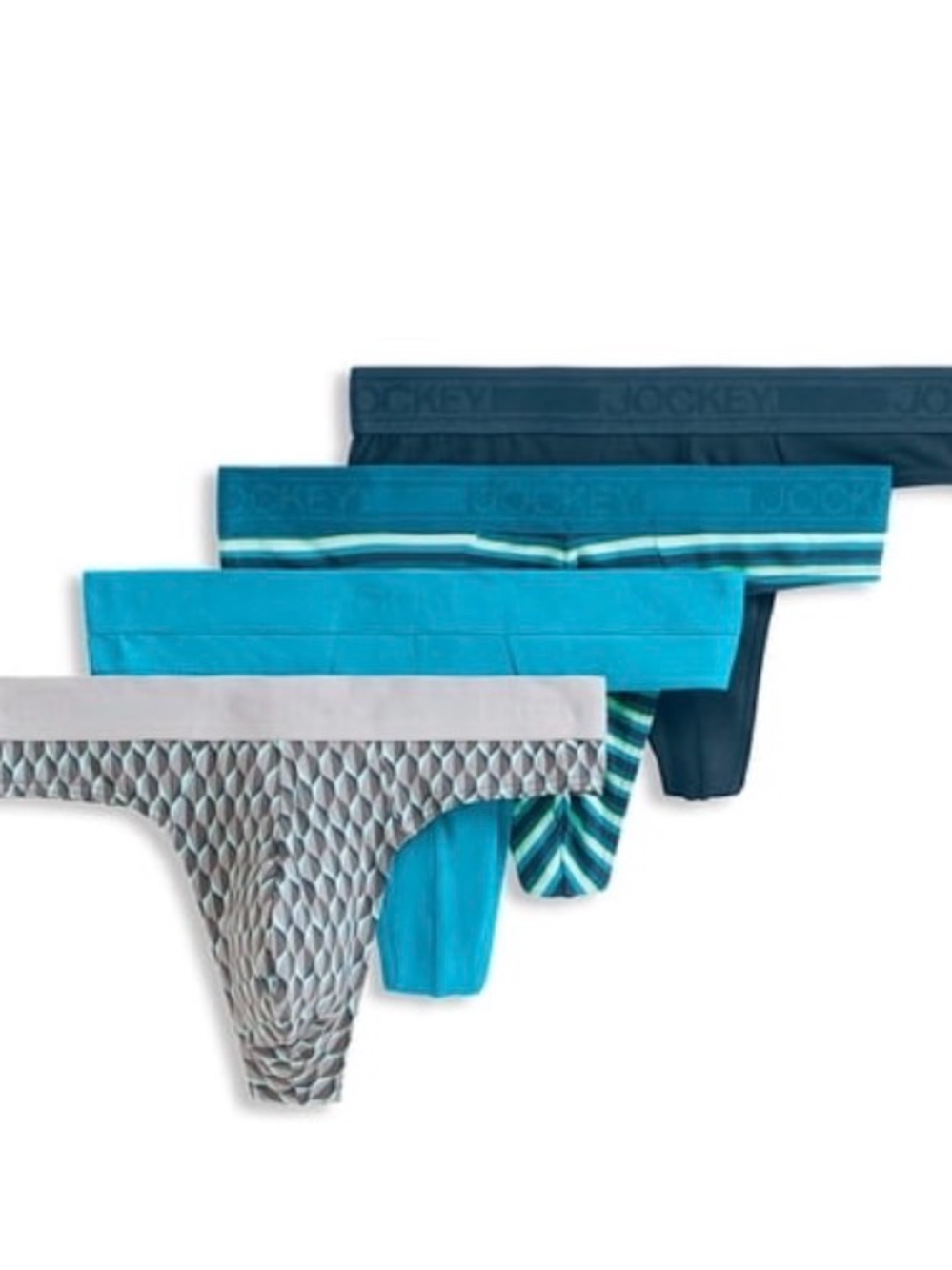 NWT Jockey 4 Pack Men’s MED Cotton Stretch Thongs Multi Color Amazing Comfort